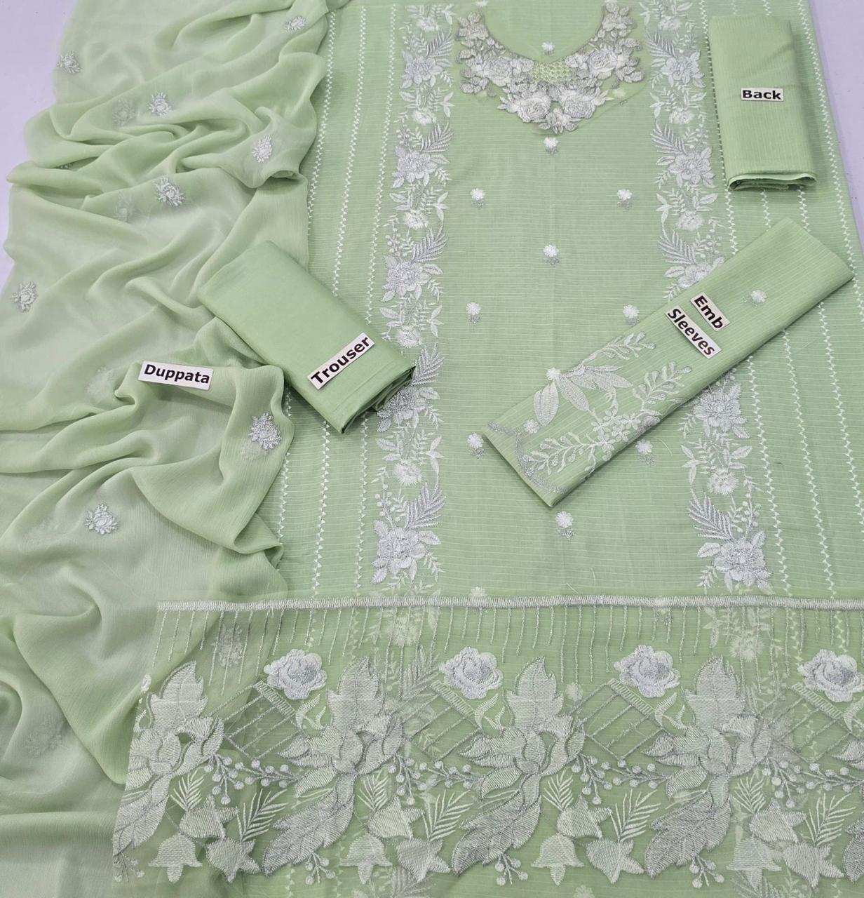LAWN 3 PIECE UNSTICHED FULL HEAVY EMB SUIT FOR SUMMER 2025