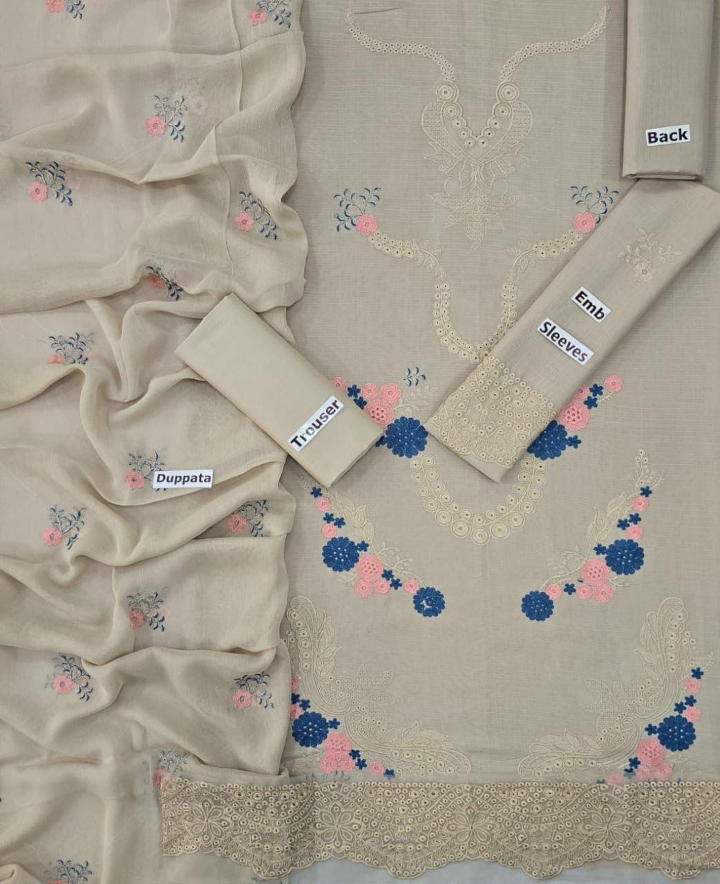 LAWN 3 PIECE UNSTICHED FULL HEAVY EMB SUIT FOR SUMMER 2025