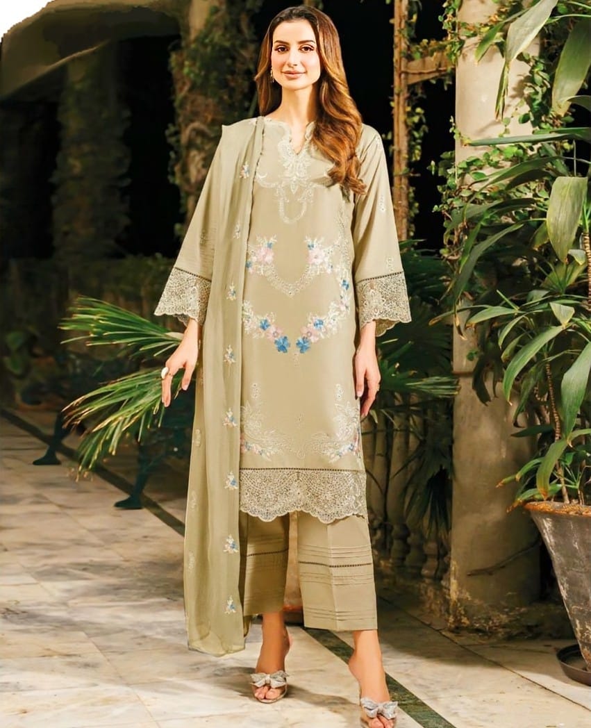 LAWN 3 PIECE UNSTICHED FULL HEAVY EMB SUIT FOR SUMMER 2025