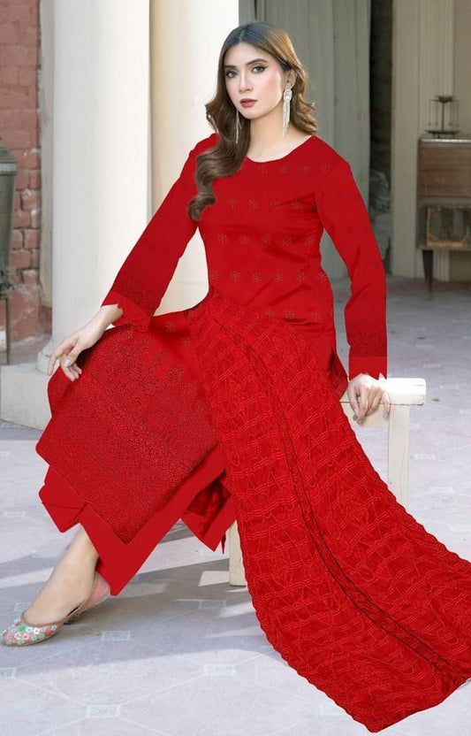 LAWN 3 PIECE UNSTICHED FULL HEAVY EMB SUIT FOR SUMMER 2025