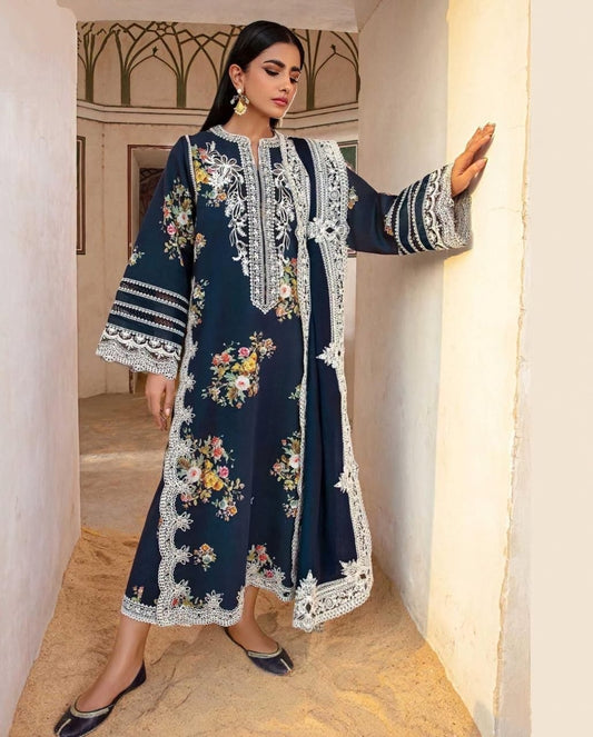 LAWN 3 PIECE UNSTICHED FULL HEAVY EMB SUIT FOR SUMMER 2025