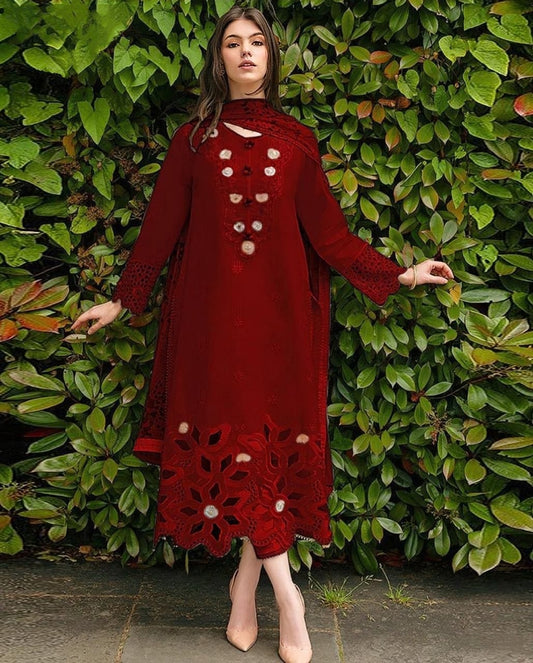 LAWN 3 PIECE UNSTICHED FULL HEAVY EMB SUIT FOR SUMMER 2025