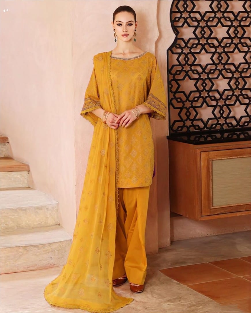 LAWN 3 PIECE UNSTICHED FULL HEAVY EMB SUIT FOR SUMMER 2025