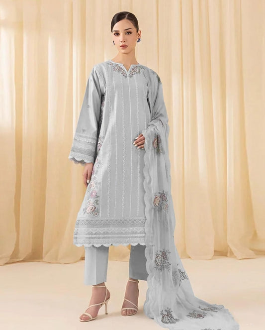 LAWN 3 PIECE UNSTICHED FULL HEAVY EMB SUIT FOR SUMMER 2025