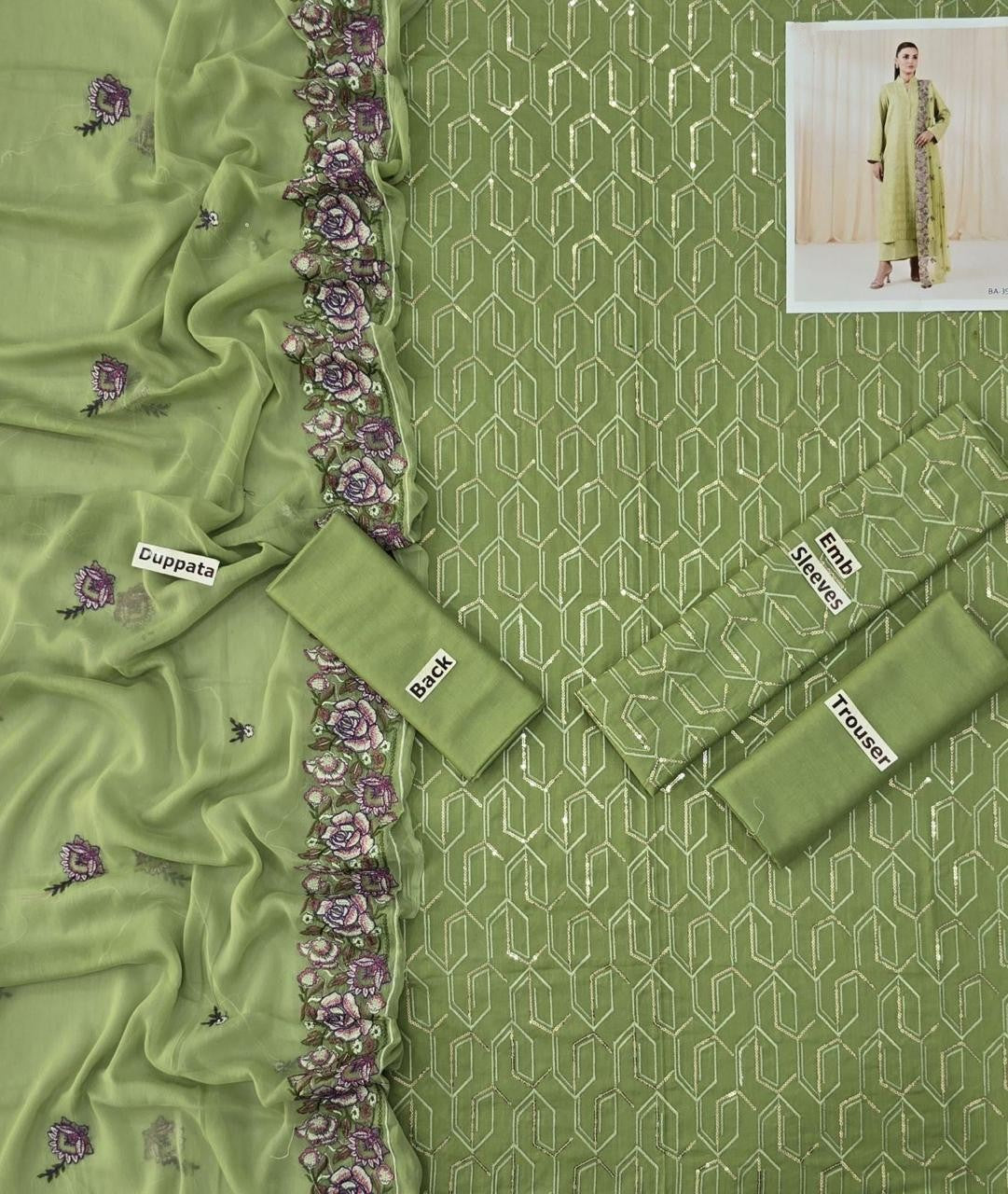 LAWN 3 PIECE UNSTICHED FULL HEAVY EMB SUIT FOR SUMMER 2025