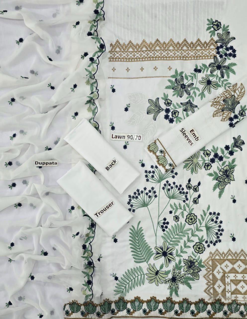 LAWN 3 PIECE UNSTICHED FULL HEAVY EMB SUIT FOR SUMMER 2025