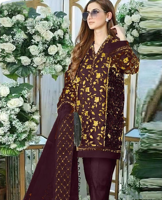 LAWN 3 PIECE UNSTICHED FULL HEAVY EMB SUIT FOR SUMMER 2025