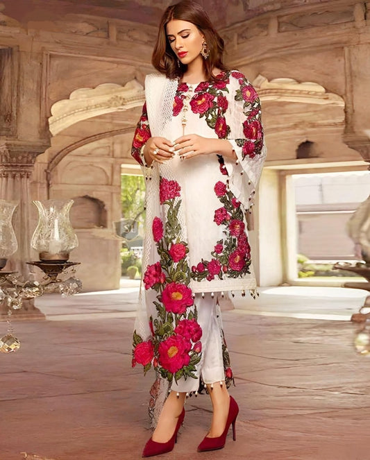 LAWN 3 PIECE UNSTICHED FULL HEAVY EMB SUIT FOR SUMMER 2025