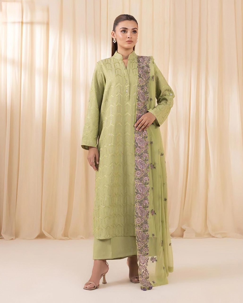 LAWN 3 PIECE UNSTICHED FULL HEAVY EMB SUIT FOR SUMMER 2025